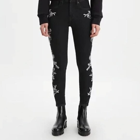 Levi's Premium 721 High Rise Embroidered Ankle Skinny Jeans #8 Size 27 - Picture 1 of 14